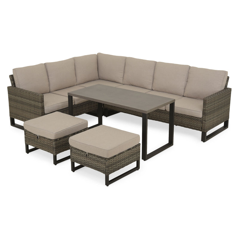 STOKE Set mobilier terasă/grădină, 2 taburete, 2 canapele și măsuță