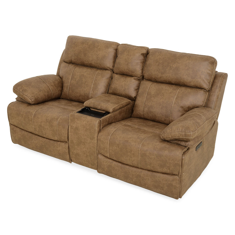 BRISBANE Canapea 2 locuri, 2 reclinere electrice, mecanism tetiere și USB, stofă