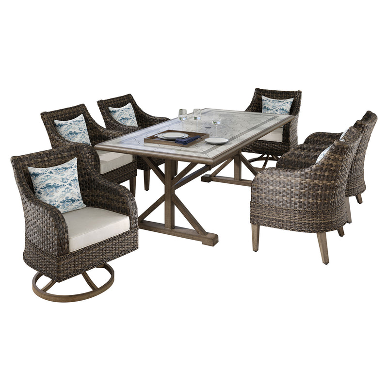 WESTLAKE Set mobilier terasă/grădină, 4 scaune, 2 balansoare și masă