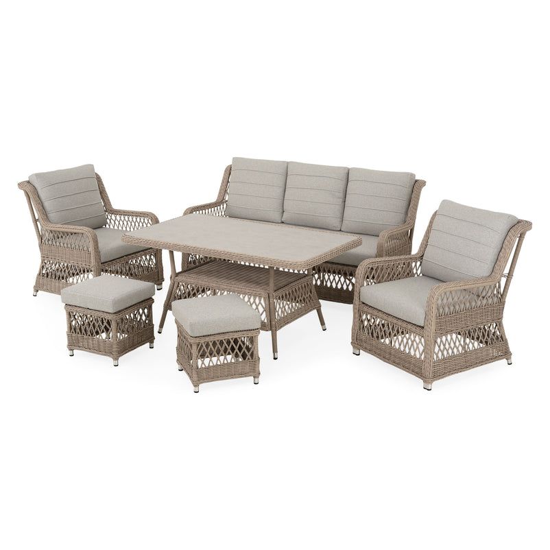 COSETTE Set mobilier terasă/grădină, 2 fotolii, 2 taburete, canapea și masă