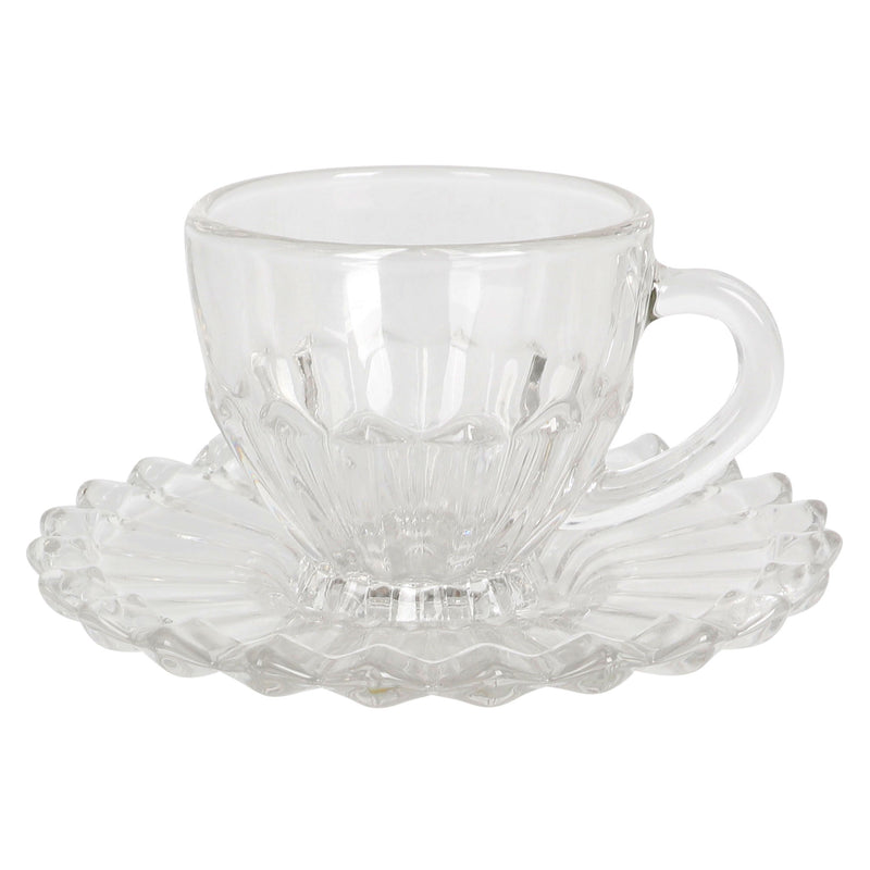 ELIANOR Set 6 cești și farfurioare, sticlă, 100ml