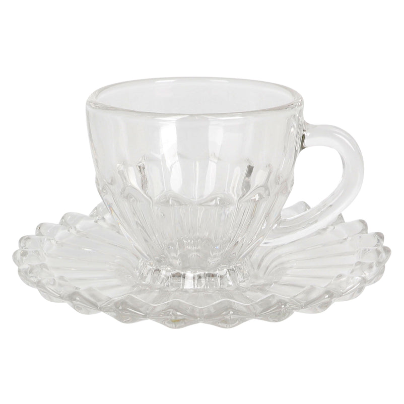 ELIANOR Set 6 cești și farfurioare, sticlă, 100ml