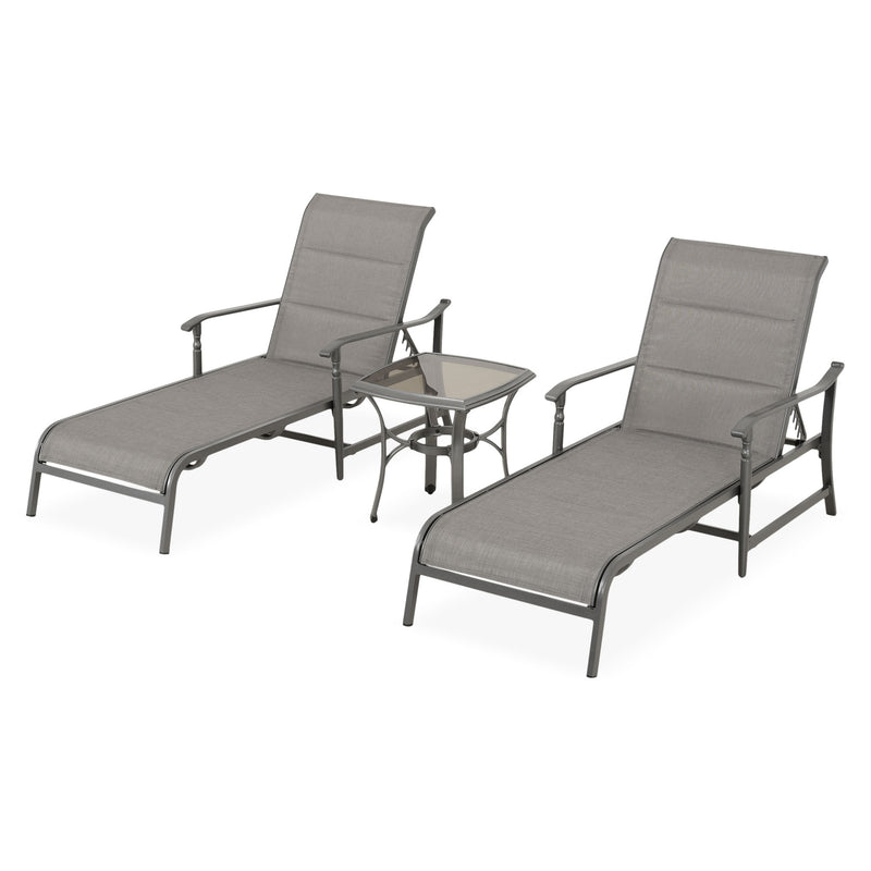 SOPHIA Set mobilier terasă/grădină, 2 șezlonguri și măsuță