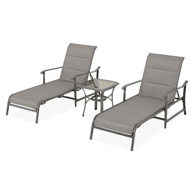 SOPHIA Set mobilier terasă/grădină, 2 șezlonguri și măsuță