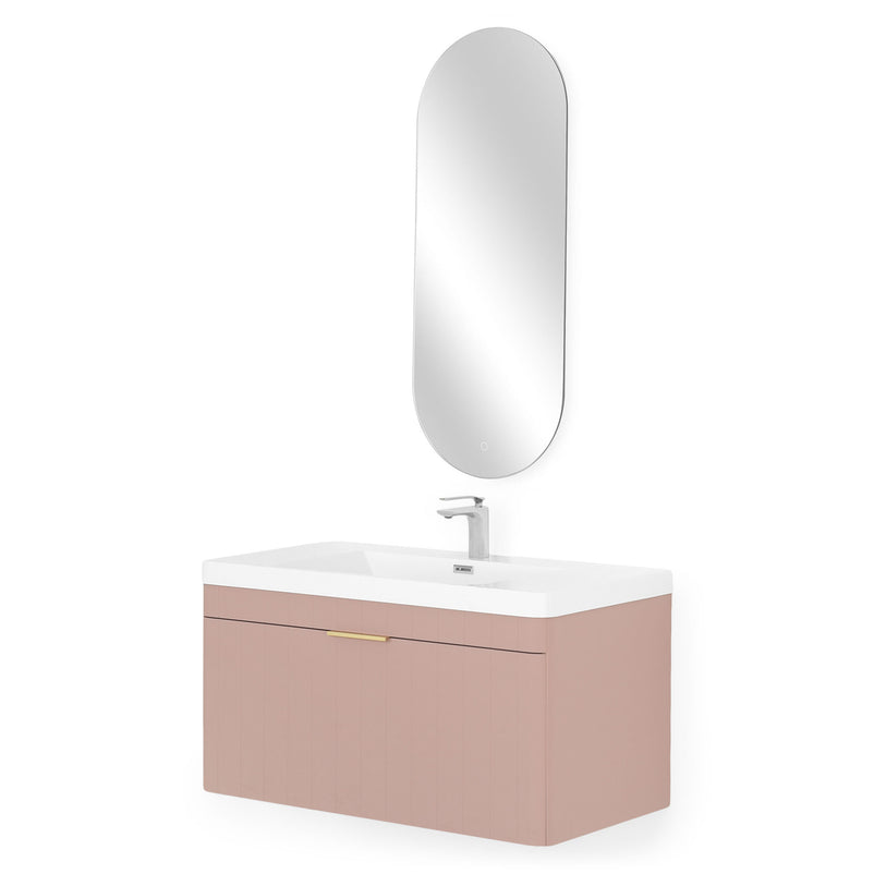 BLOOM/GALA Set mobilier baie, mască lavoar, lavoar și oglindă