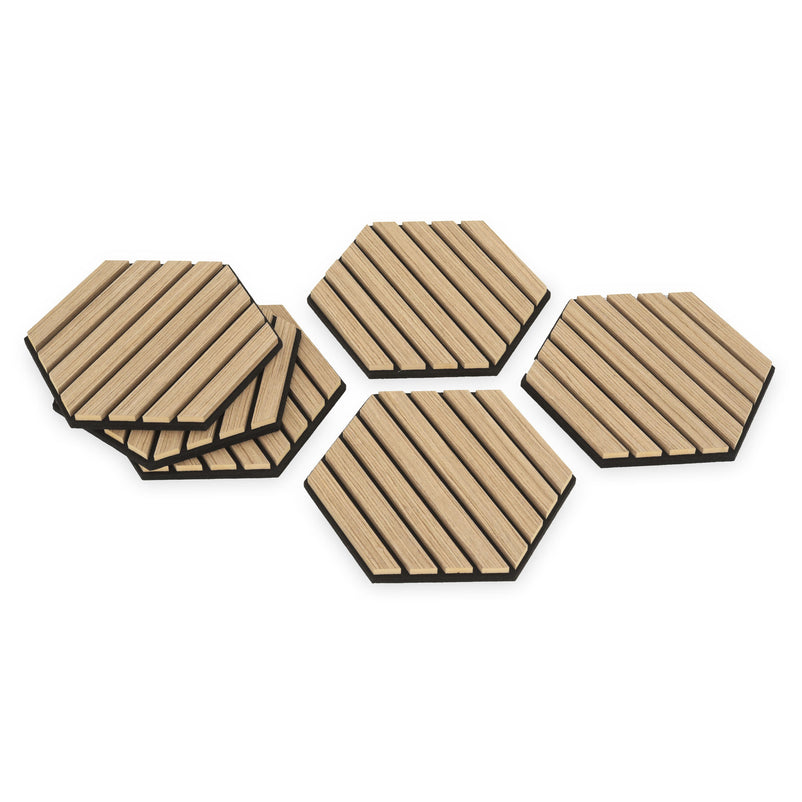DECORIF Set 6 panouri decorative acustice hexagonale pentru perete