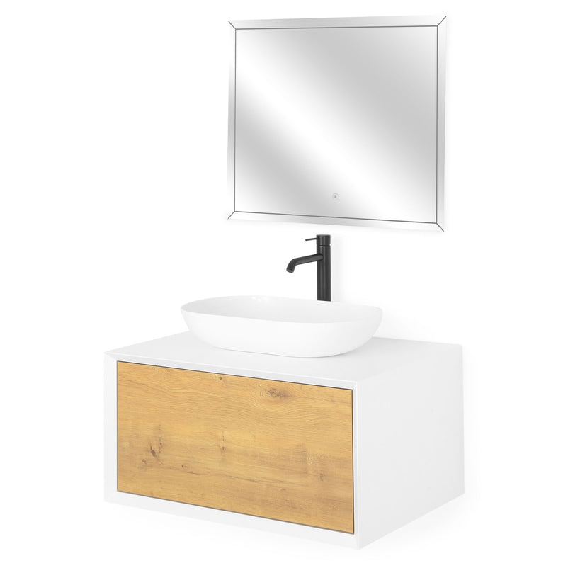 FIONA Set mobilier baie, mască lavoar, oglindă LED și lavoar