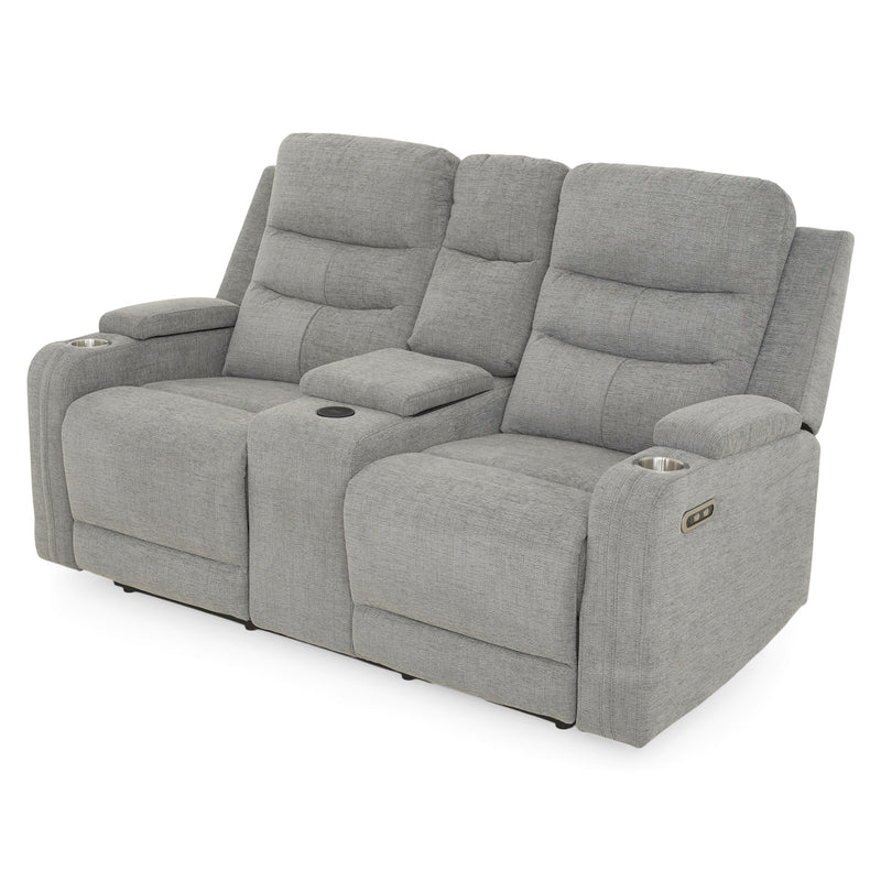 PARKER Canapea 2 locuri cu 2 reclinere electrice, încarcare wireless, consolă depozitare, stofă