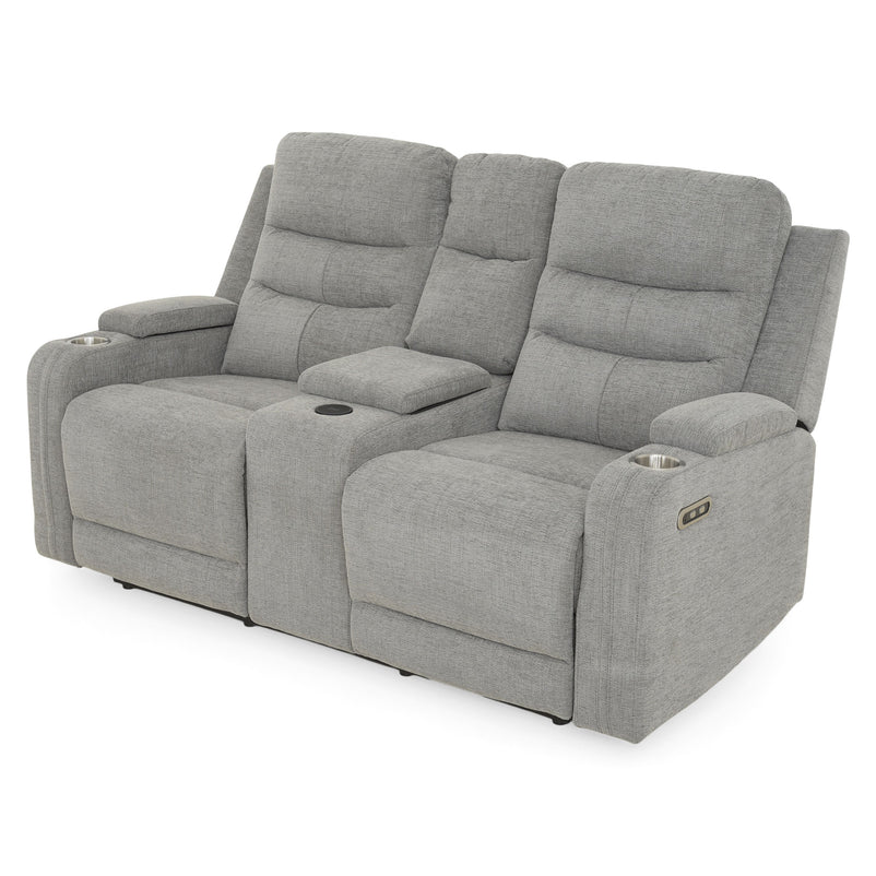 PARKER Canapea 2 locuri cu 2 reclinere electrice, încarcare wireless, consolă depozitare, stofă