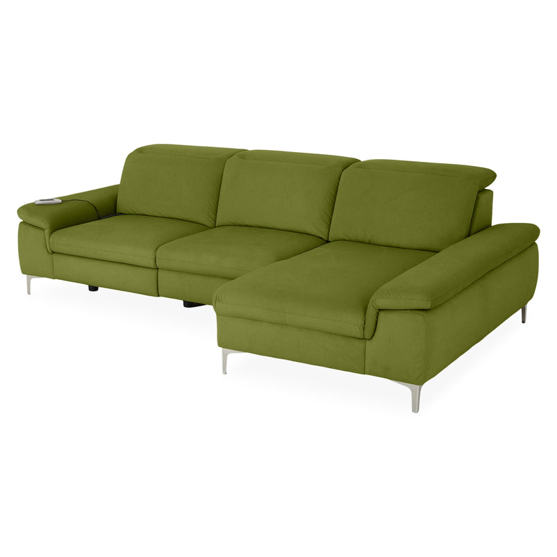 SOUND Colțar șezlong stânga/dreapta, 1 recliner electric și mecanism tetiere, stofă