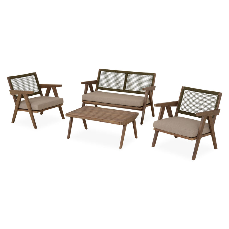 PERTH Set mobilier terasă/grădină, 2 fotolii, canapea și măsuță de cafea