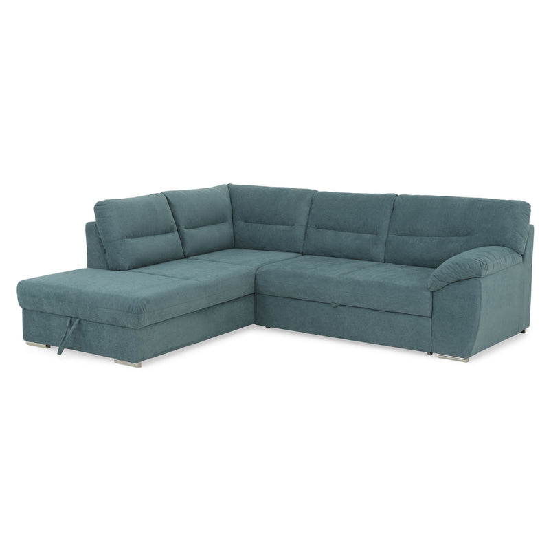 CELIA Canapea extensibilă, șezlong stânga/dreapta, spațiu depozitare, stofă