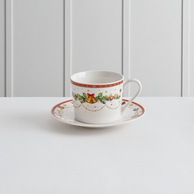 BELLS Set 2 cești și farfurioare, porțelan, 220ml