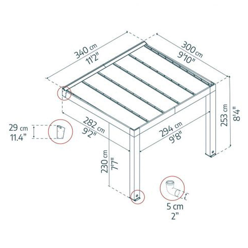 HELSINKI Pavilion perete policarbon, 300x340cm