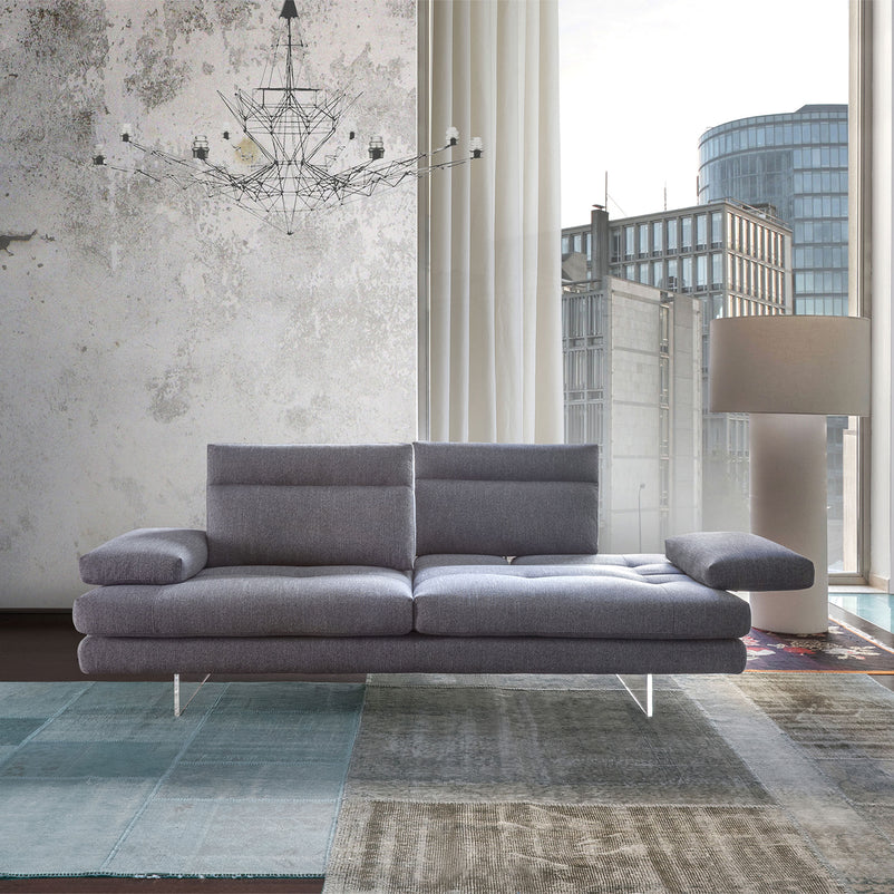 MISTERY Canapea 3 locuri cu mecanism manual spătar și brațe, stofă