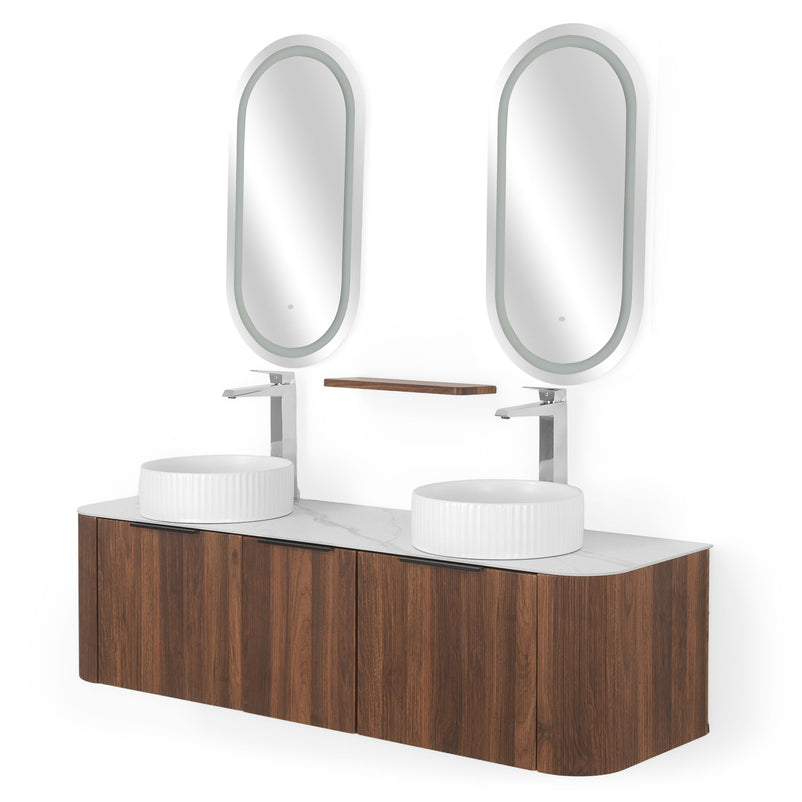 ADE/HORIK Set mobilier baie, mască lavoar, top, 2 oglinzi LED, 2 lavoare