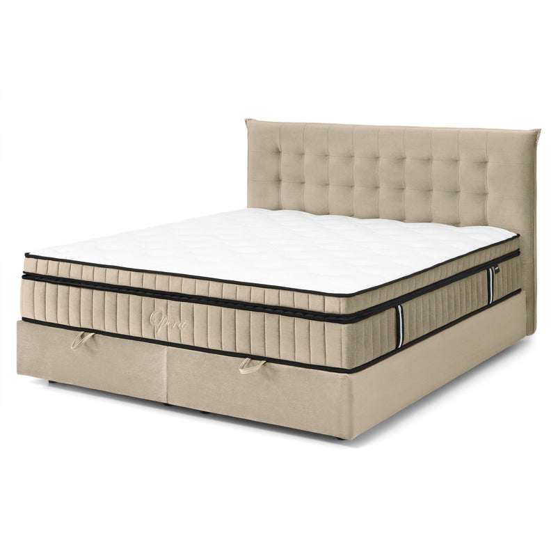 OPERA Pat tapițat, somieră rabatabilă, ladă și saltea incluse