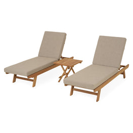 LUXOR Set mobilier terasă/grădină, 2 șezlonguri și măsuță