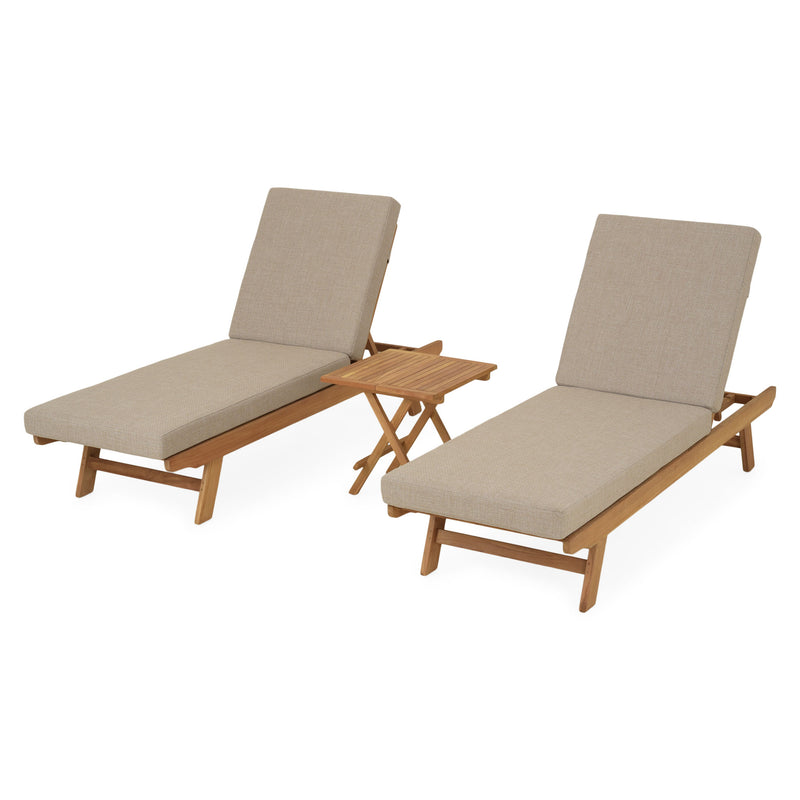 LUXOR Set mobilier terasă/grădină, 2 șezlonguri și măsuță