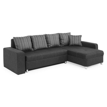 CINZA Colțar extensibil cu șezlong interschimbabil, stofă