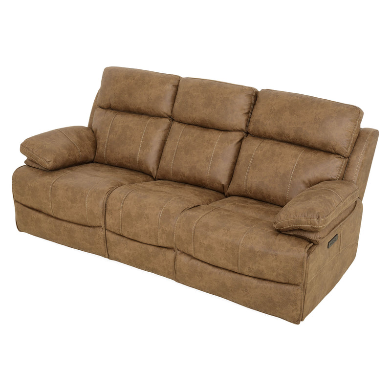 BRISBANE Canapea 3 locuri, 2 reclinere electrice, tetiere și măsuță, stofă