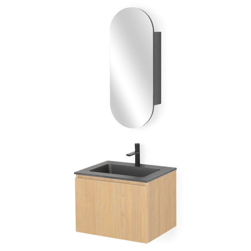 BRUNO Set mobilier baie, mască lavoar, dulap suspendat și lavoar