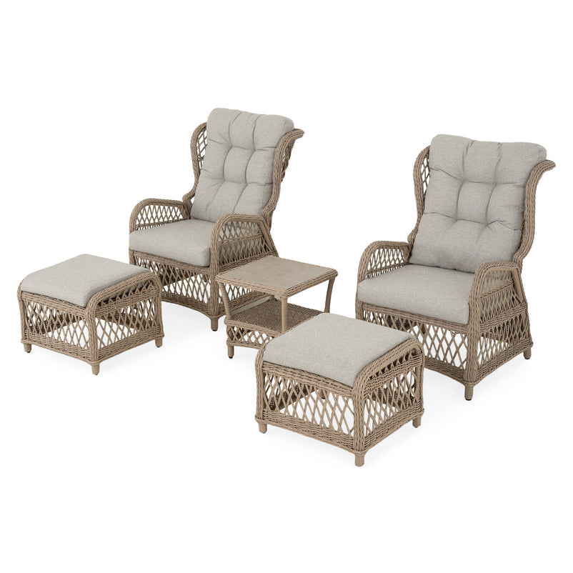 COSETTE Set mobilier terasă/grădină, 2 fotolii, 2 taburete și măsuță