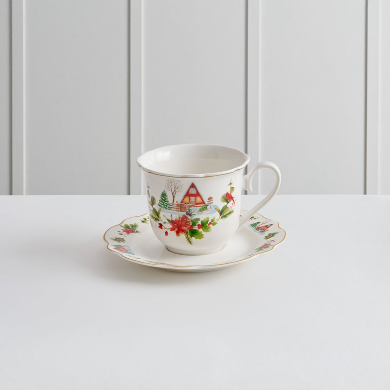 WONDERLAND Set 2 cești și farfurioare, porțelan, 250ml