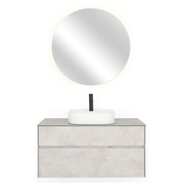 LAMINA Set mobilier baie, mască lavoar, top, oglindă LED, lavoar