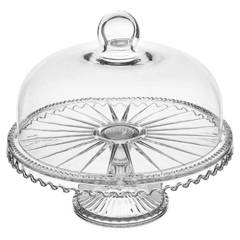 DOME Platou cu picior și capac, sticlă, D.28cm