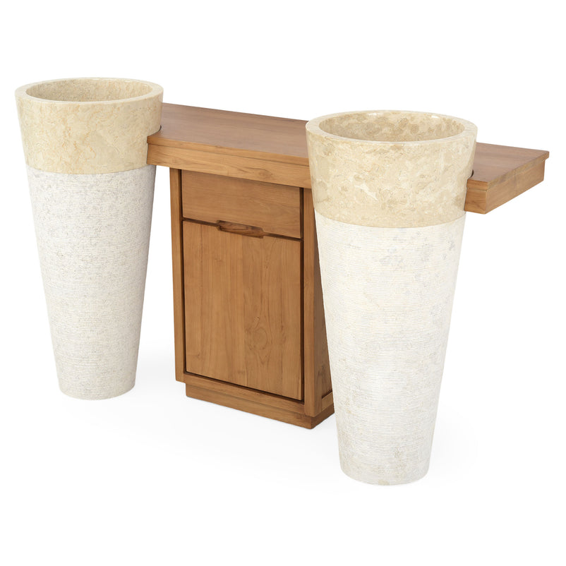 INTEGRALE Set mobilier baie, masă lavoar, top și 2 lavoare