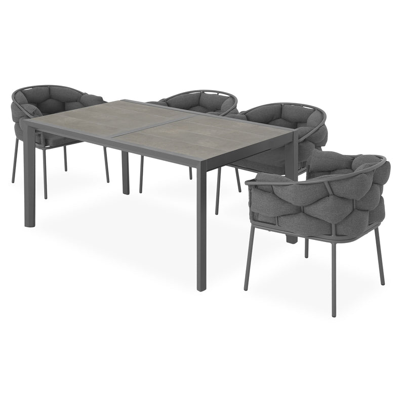 KARLSON/CLEVER Set mobilier terasă/grădină, 4 scaune și masă extensibilă