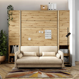 SMART Ansamblu pat cu mecanism vertical 140x200cm, canapea, panou tapițat