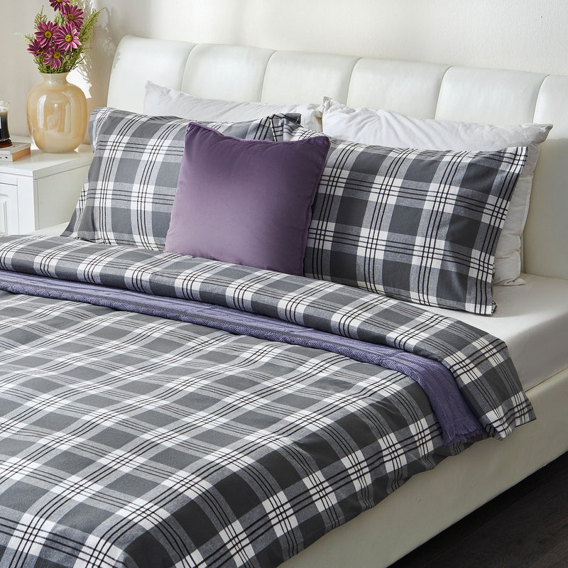 FLANNEL CHECKS Set așternut 4 piese, 200x220cm