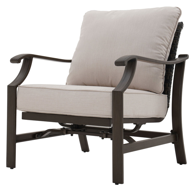 PORTSMOUTH Set mobilier terasă/grădină, 4 fotolii și masă/ șemineu gaz