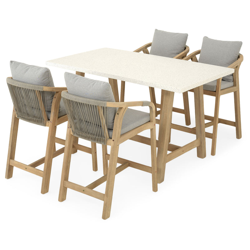 ASHEN Set mobilier terasă/gădină, masă și 4 scaune bar