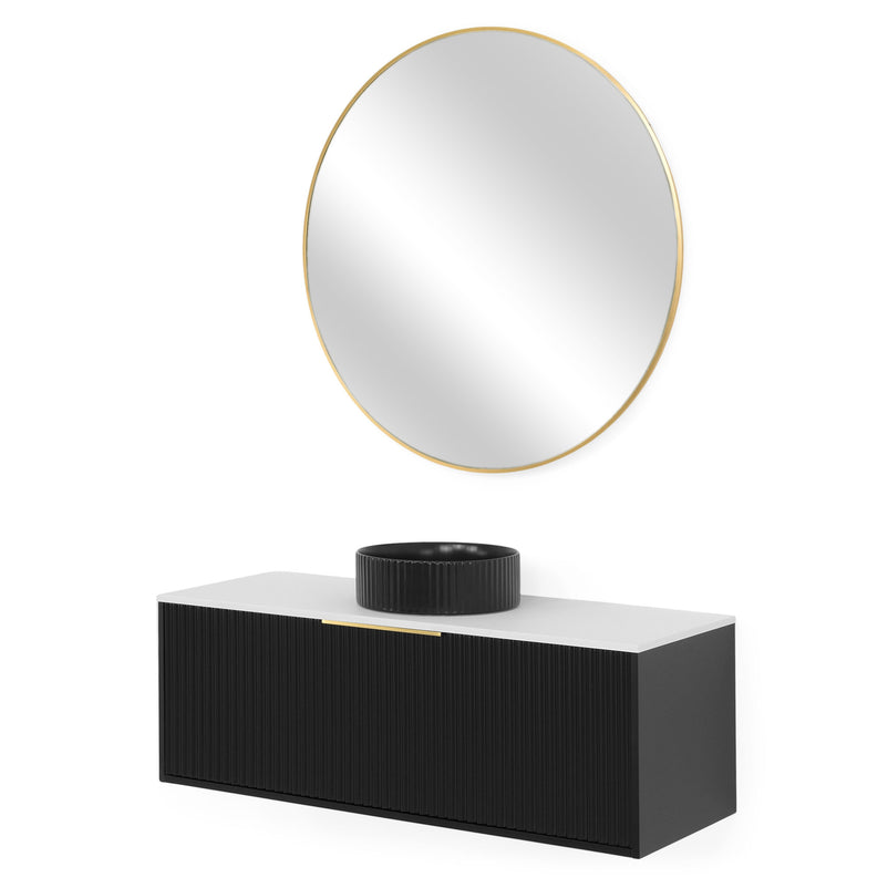 HORIK Set mobilier baie, mască lavoar, top lavoar, lavoar ceramic și oglindă