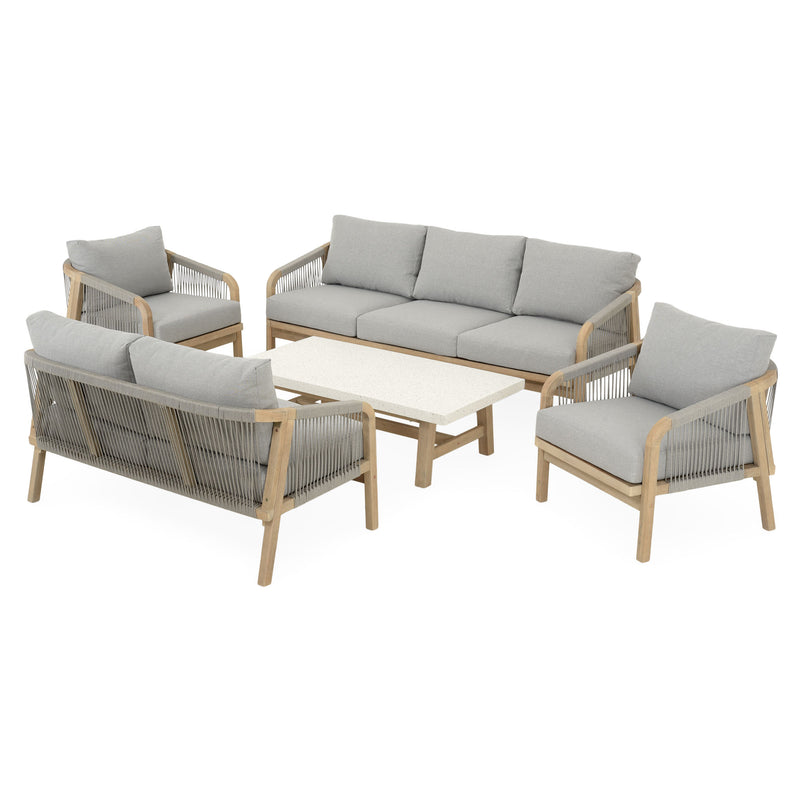 ASHEN Set mobilier terasă/grădină, 2 canapele, 2 fotolii și măsuță cafea