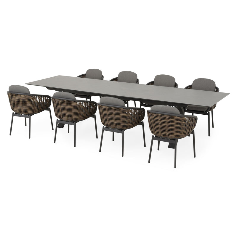 CARSON/BARI Set mobilier terasă/grădină, 8 scaune și masă extensibilă