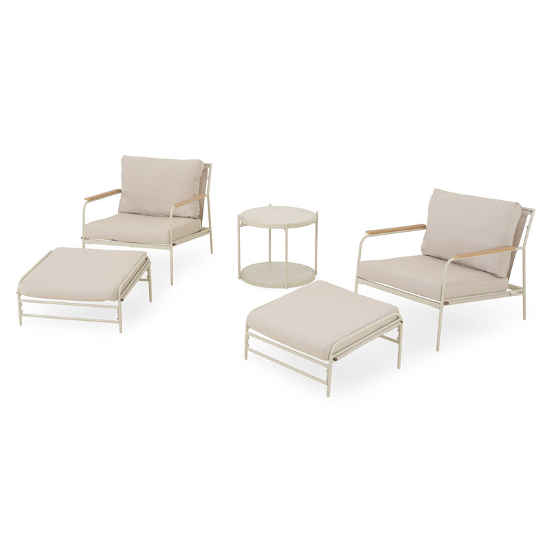 ERIS Set mobilier terasă/grădină, 2 fotolii, 2 taburete și măsuță