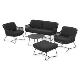 BERLIN Set mobilier terasă/grădină, 2 fotolii, taburet, canapea și măsuță