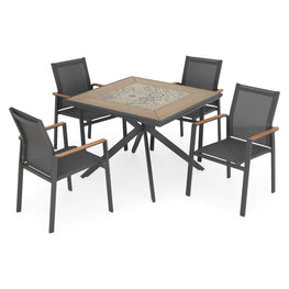 PAFOS Set mobilier terasă/grădină, masă și 4 scaune suprapozabile