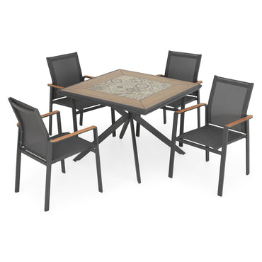 PAFOS Set mobilier terasă/grădină, masă și 4 scaune suprapozabile