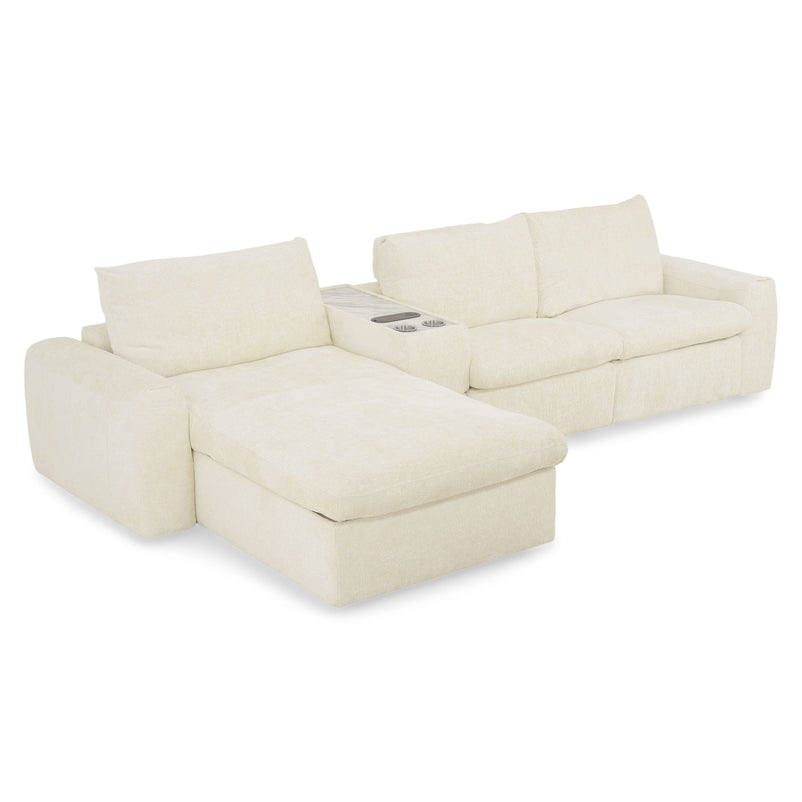 NEW JERSEY Colțar cu șezlong electric stânga/dreapta, 1 recliner electric, tetiere reglabile, USB, consolă depozitare, stofă