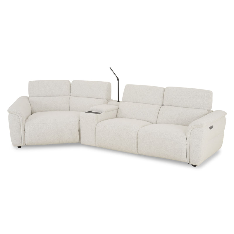 ADDISON Colțar, 2 reclinerele electrice, lampă, încărcare WIRELES și USB, stofă