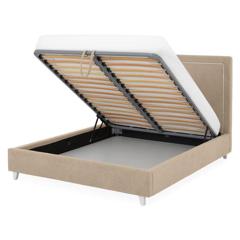 KOLLE Pat tapițat, 160x200cm, somieră și ladă depozitare incluse