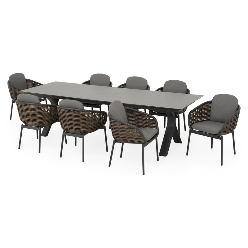 CARSON/BARI Set mobilier terasă/grădină, 8 scaune și masă extensibilă