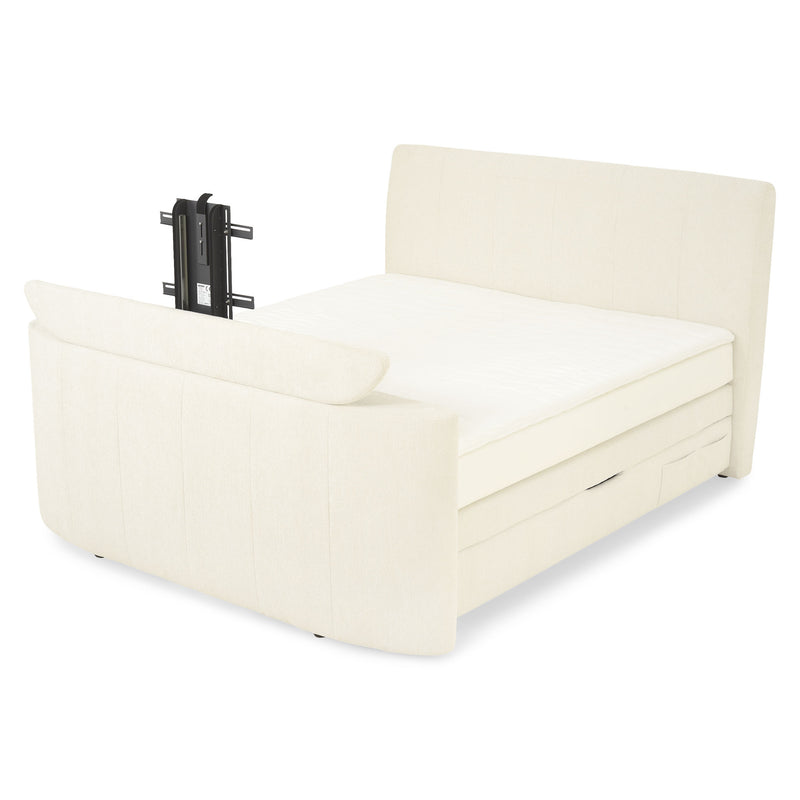 THANI Pat tapițat, 180x200cm, electric, boxspring, spațiu depozitare, saltea, spațiu TV incluse