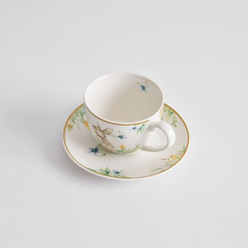 PRIMAVERA Set 4 cești cu farfurioare, porțelan, 220ml
