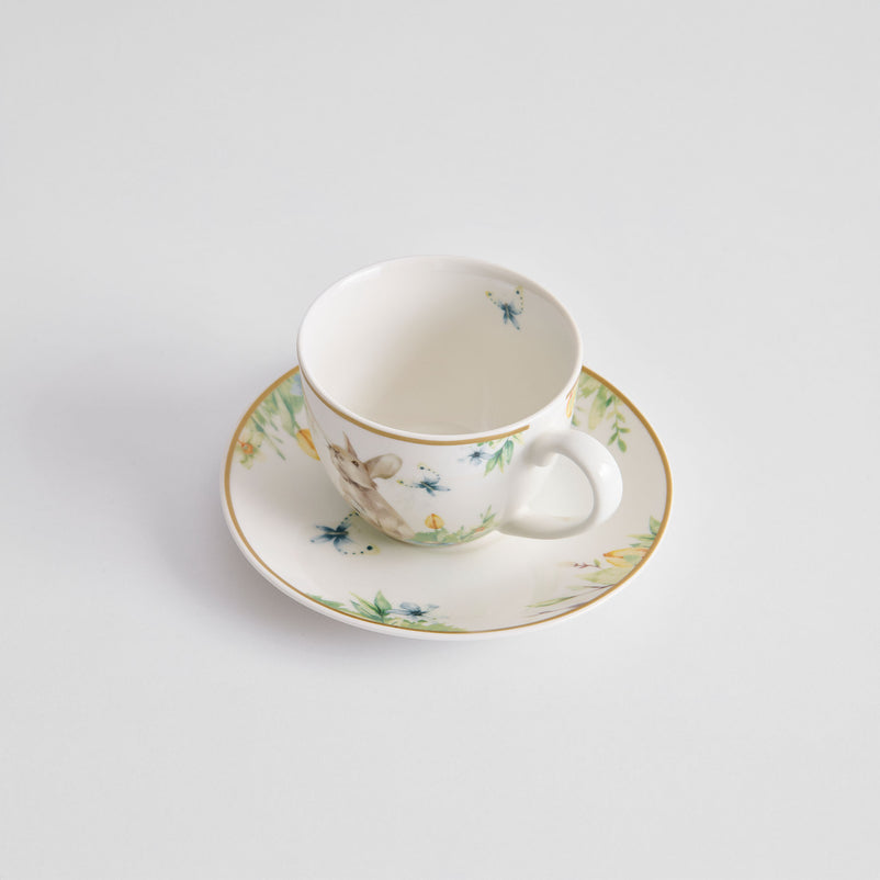 PRIMAVERA Set 4 cești cu farfurioare, porțelan, 220ml